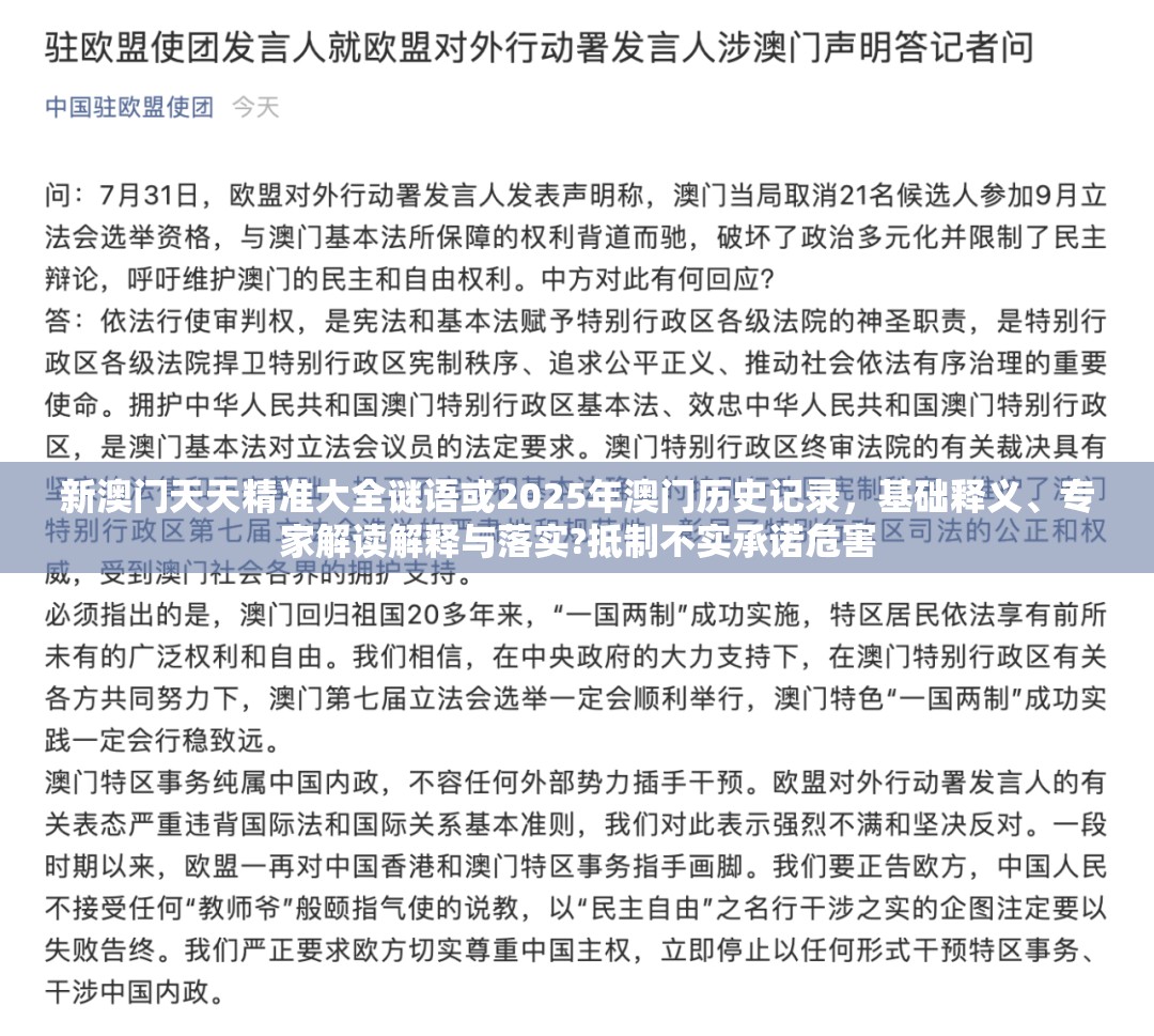 新澳门天天精准大全谜语或2025年澳门历史记录，基础释义、专家解读解释与落实?抵制不实承诺危害