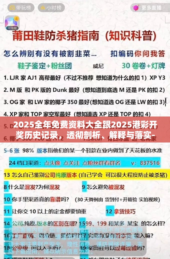 2025全年免费资料大全跟2025港彩开奖历史记录，透彻剖析、解释与落实-抵制不实的假包装